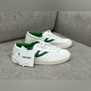 Tretorn White Sneakers with Green Accents